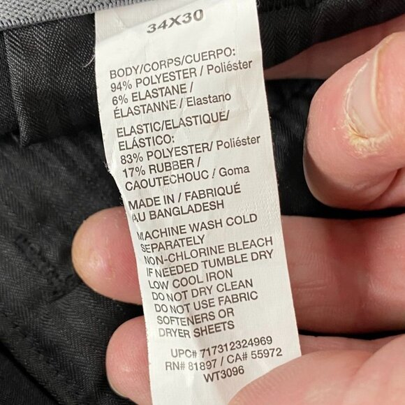 Ben Hogan Mens Dress Pants Size 34x30 Black Pleated Polyester Blend Straight Leg - Picture 4 of 12